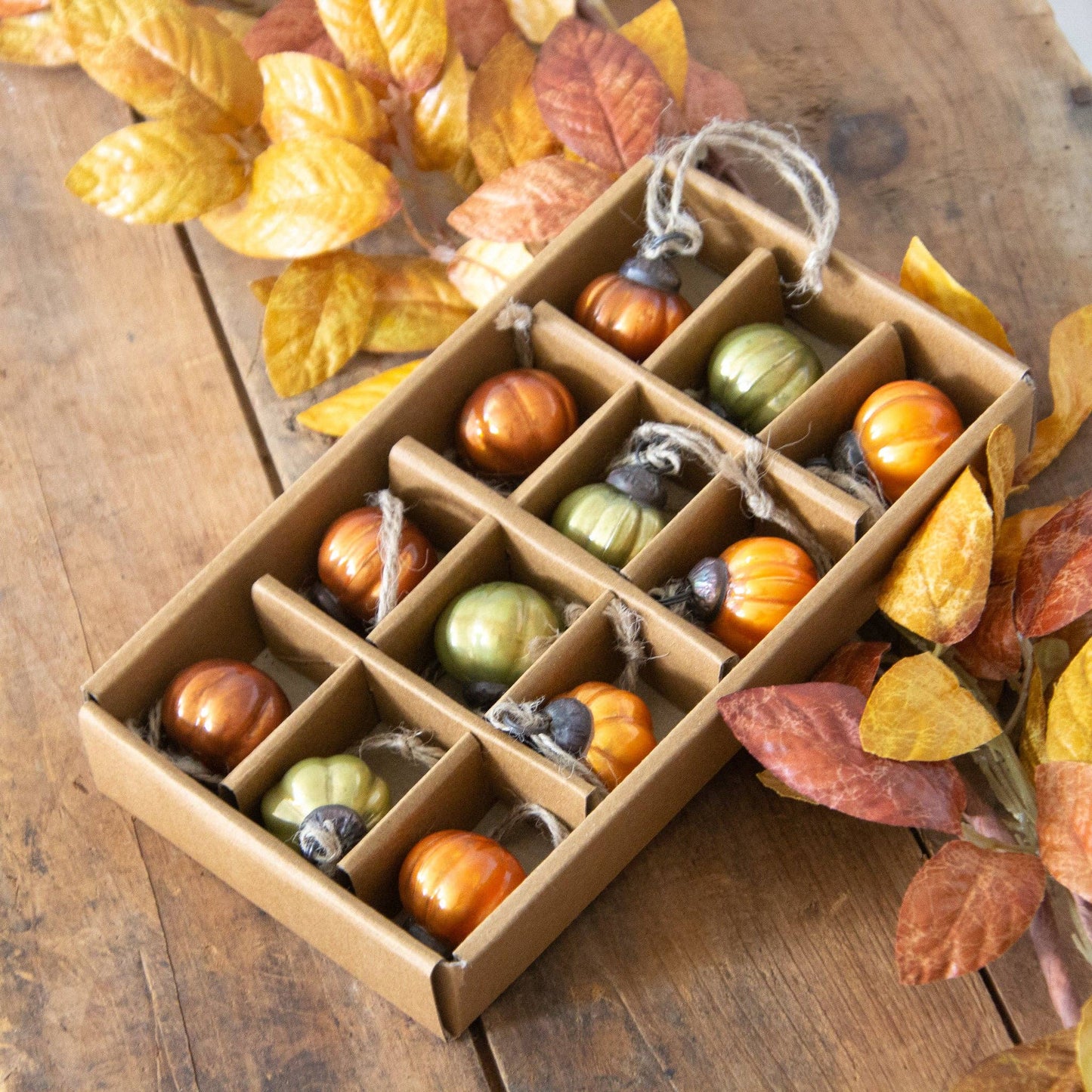 Mini Pumpkin Mercury Glass Fall Ornaments (PK/12 AST)