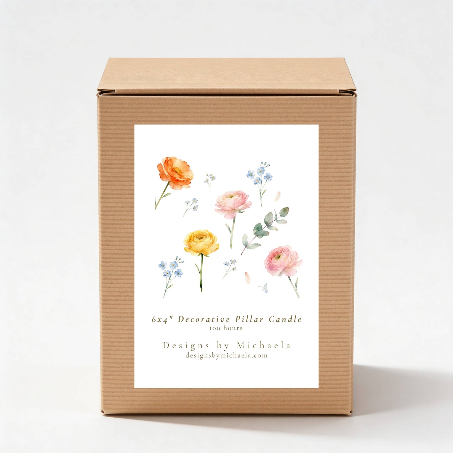 Spring Floral Pillar Candle for Tablescapes, Gifts and Decor