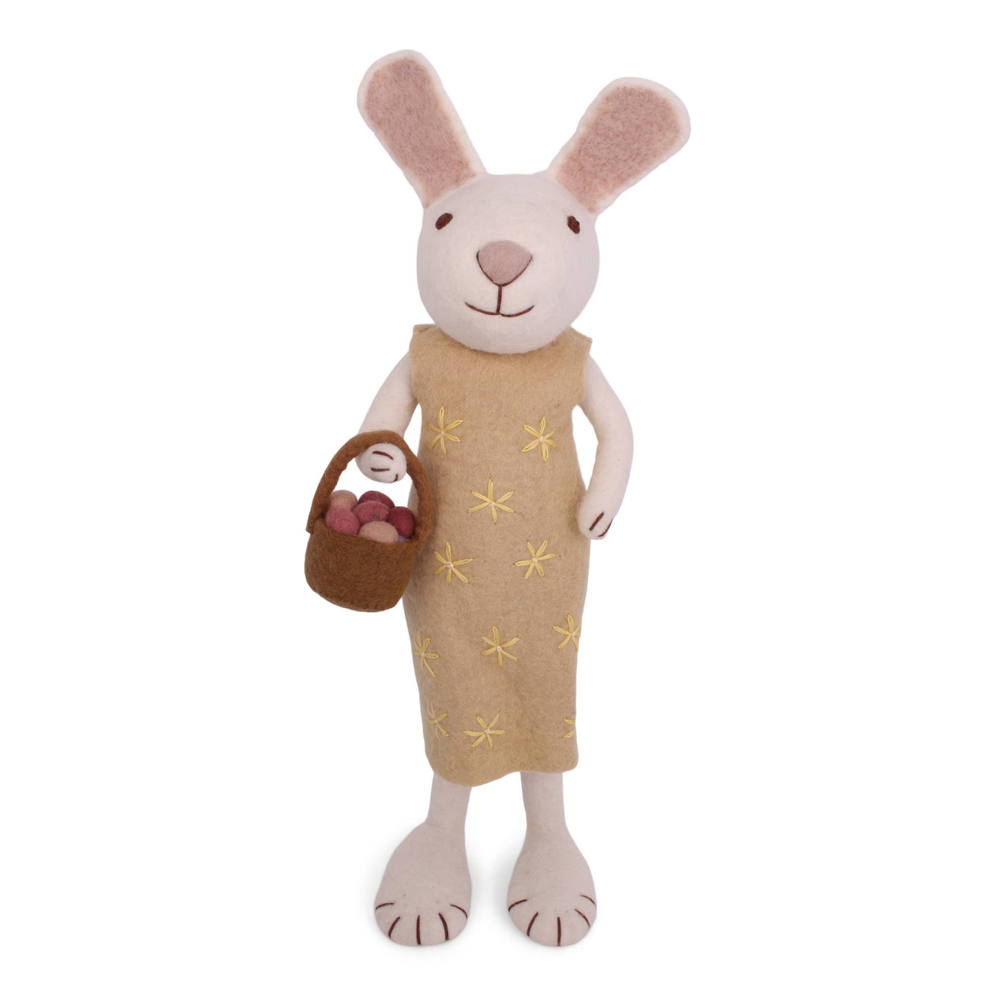 X-Large White Bunny w/Yellow Dress & Egg Basket