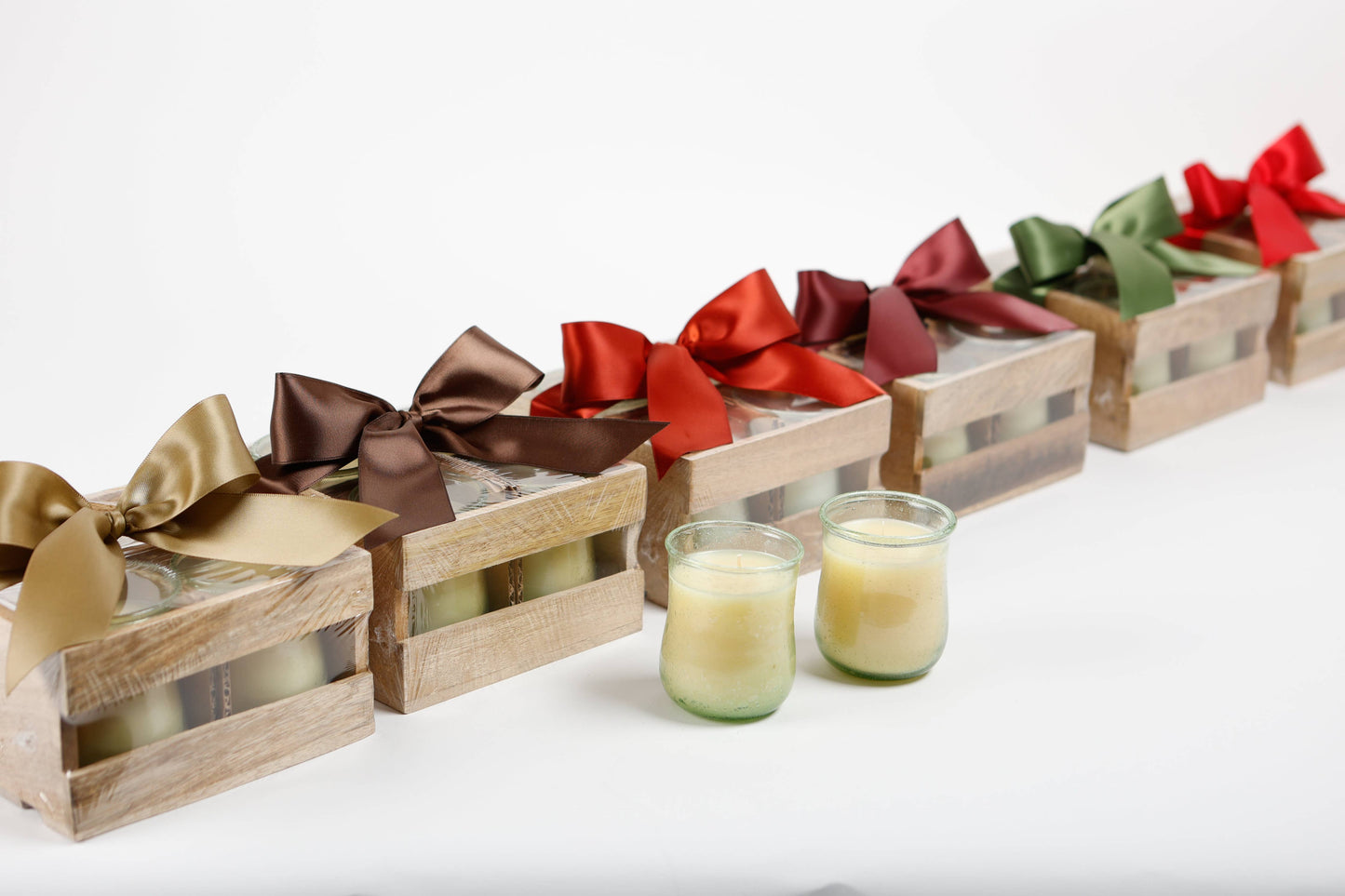 Apple Jack Set of 4 Votives in Wooden Crate