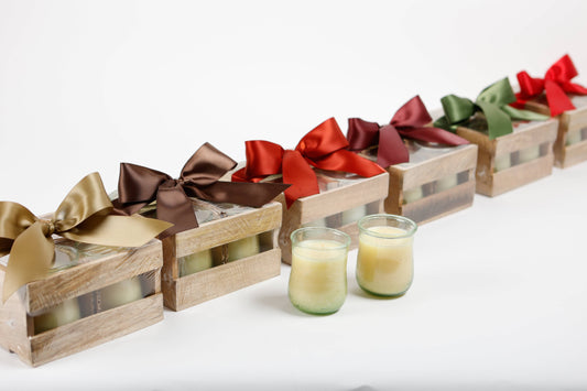 Apple Jack Set of 4 Votives in Wooden Crate