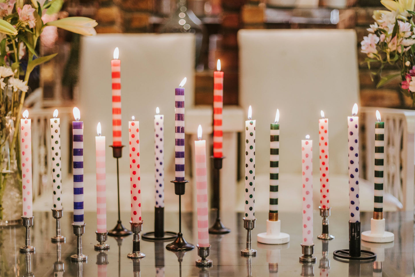 Blue Dots & Stripes Tapers - Gift Box of 4