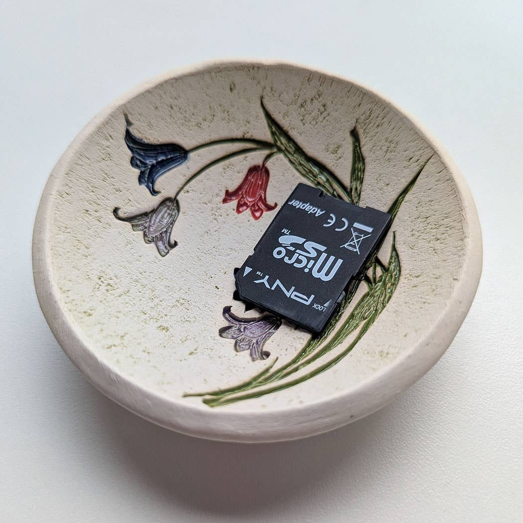 Pottery Dish Bowl - Lilies