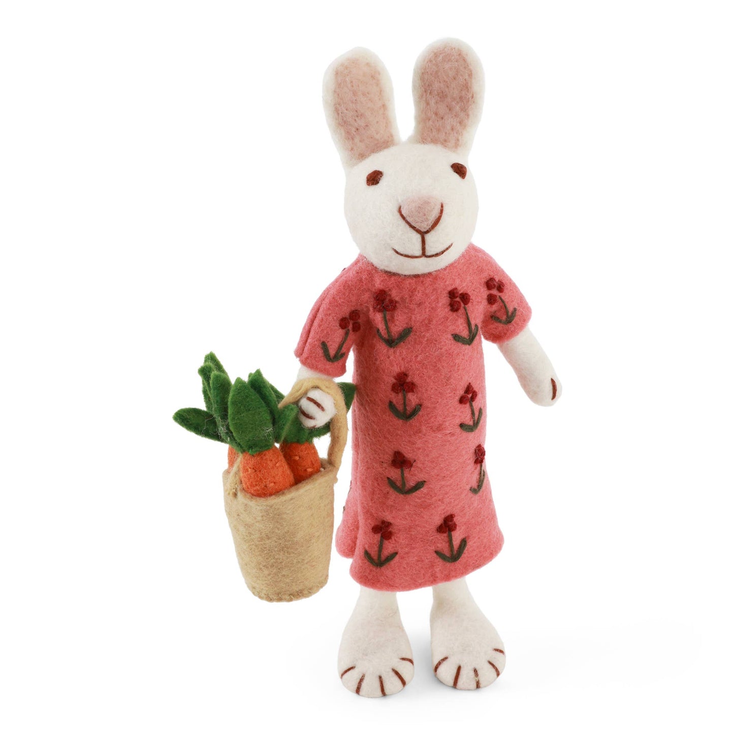 Medium White Girly Bunny w/Carrot Basket