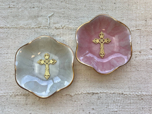 Ten Twenty Six Designs - Lotus Flower Cross Jewelry Dish