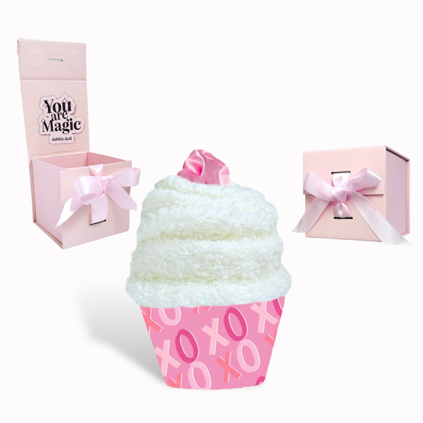 Dabble Doll - Xoxo Cupcake Socks with Scrunchie, Valentine Gift Women
