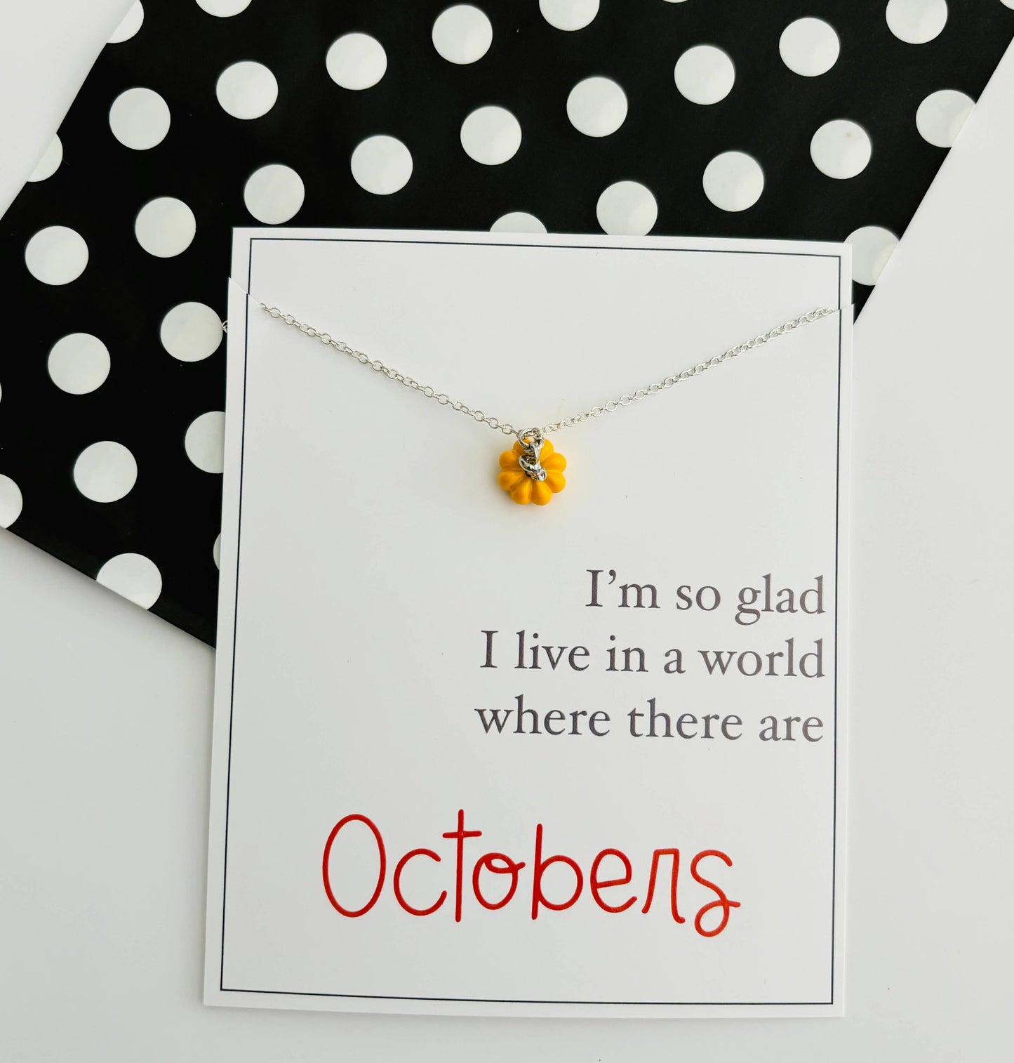 Dainty October Pumpkin Necklace