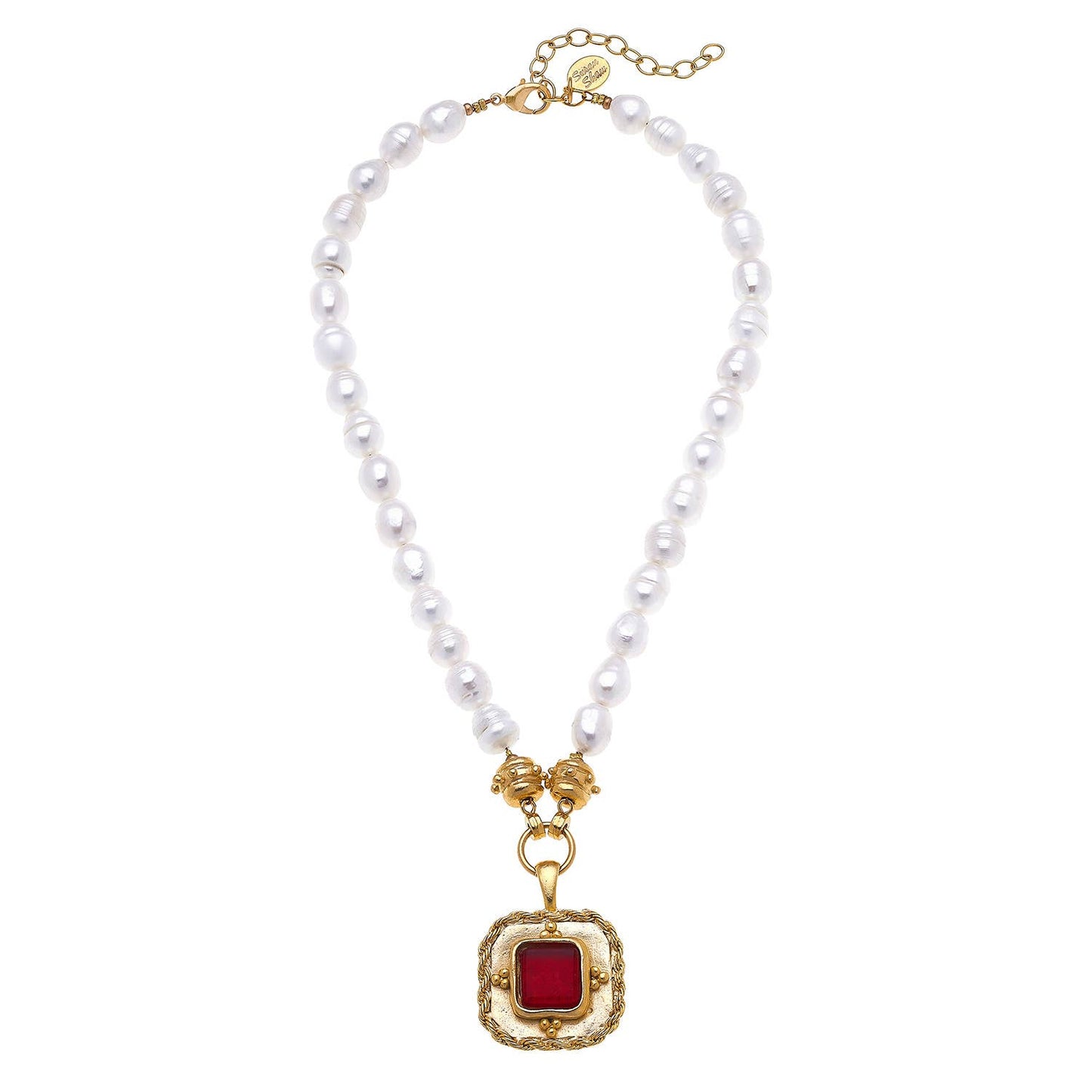 Susan Shaw - Red French Glass Pearl Necklace