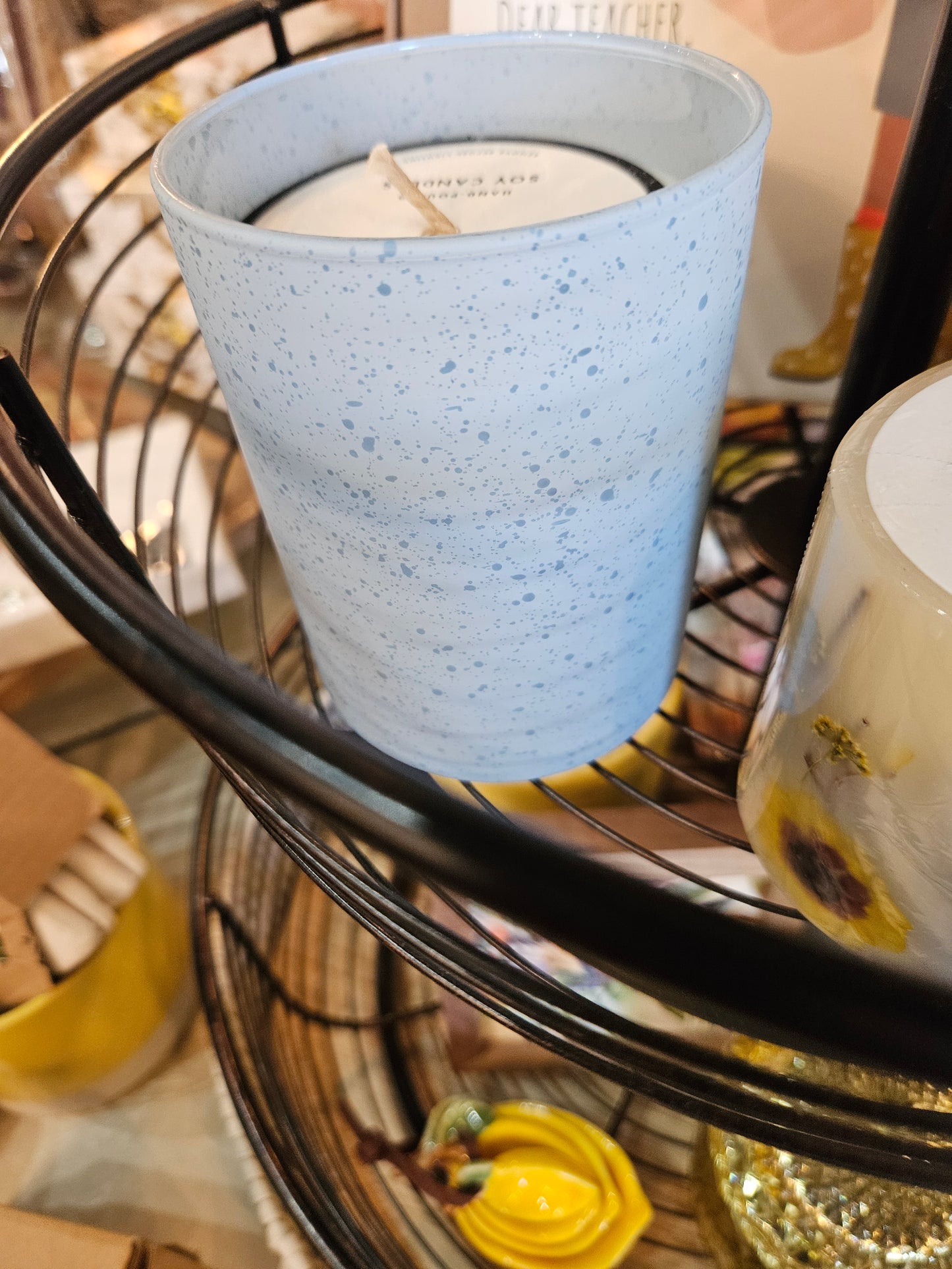Blue Speckled Pastel Candle