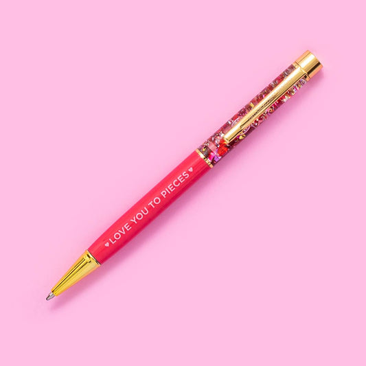 * Pen - "Love You..." - Red w/ Red + Pink Confetti