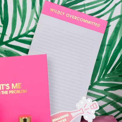 Chez Gagné - Wildly Overcommitted - Lined Notepad - Bright Pink - 65 perforated pages - 5x8