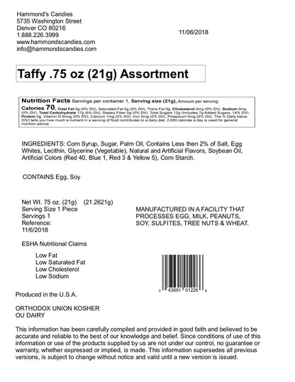 Hammond's Candies - Hand-Pulled Flat Taffy - Assorted