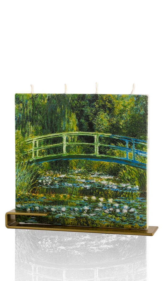 Flat Hand-Crafted 6" Square Candle - Claude Monet