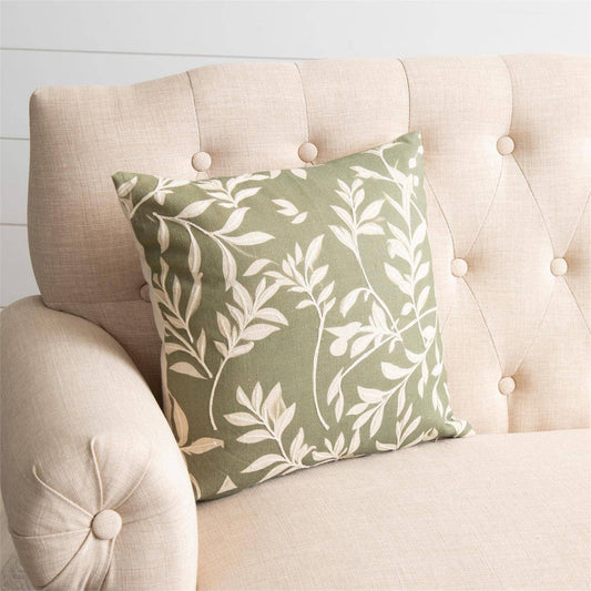 Pillow - Embroidered Leafy Green