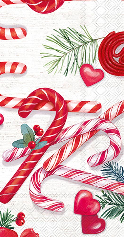 Paper Guest Towels Pk/16 Candy Canes Christmas