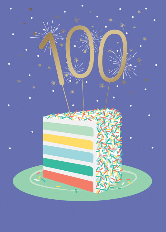 100 on A Cake Greeting Card