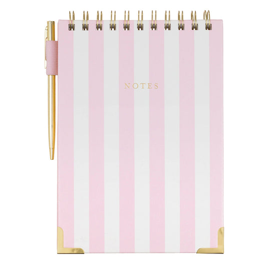PINK STRIPES GARDEN BLOOMS STENO PAD