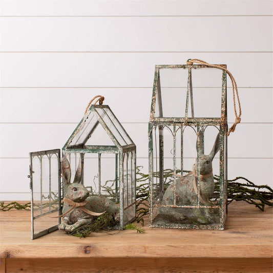 Rustic Metal Greenhouse (Set Of 2)