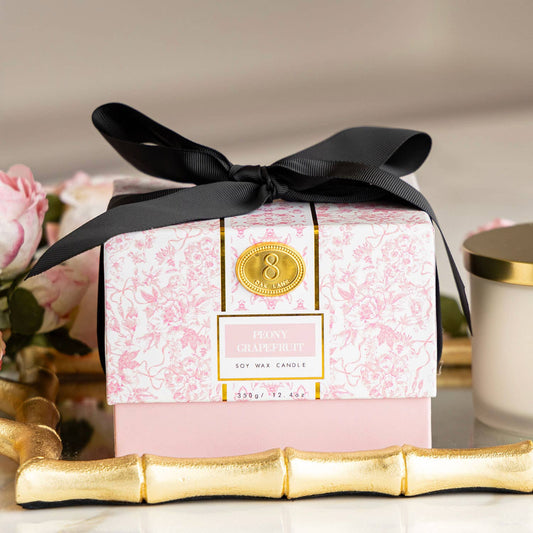 8 Oak Lane - Peony Grapefruit 3-Wick Boxed Soy Wax Candle