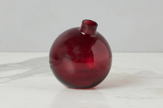 Glass Sphere Bud Vase, Merlot Red