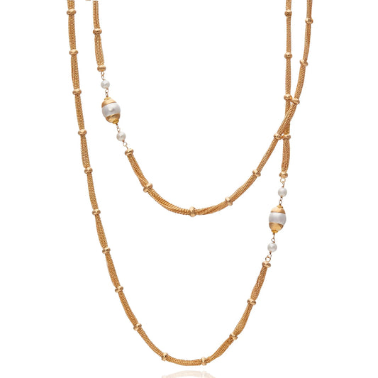 Taj Mahal Long Necklace - Pearl