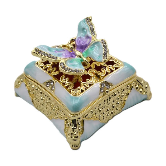 Small Square Trinket Box with Butterfly