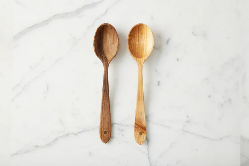 Euro Large Serving Spoons, Fruitwood-set of 2