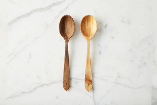 Euro Large Serving Spoons, Fruitwood-set of 2