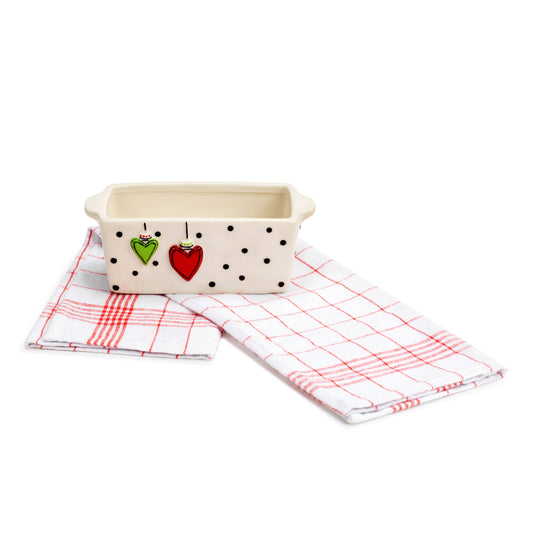 Mini Loaf Pan with Towel Set - Hearts
