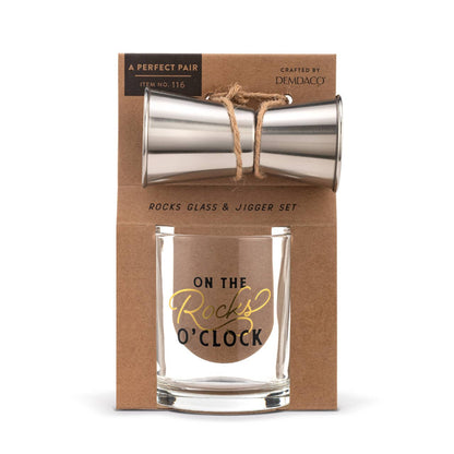 Rocks O'Clock Glass & Jigger Set