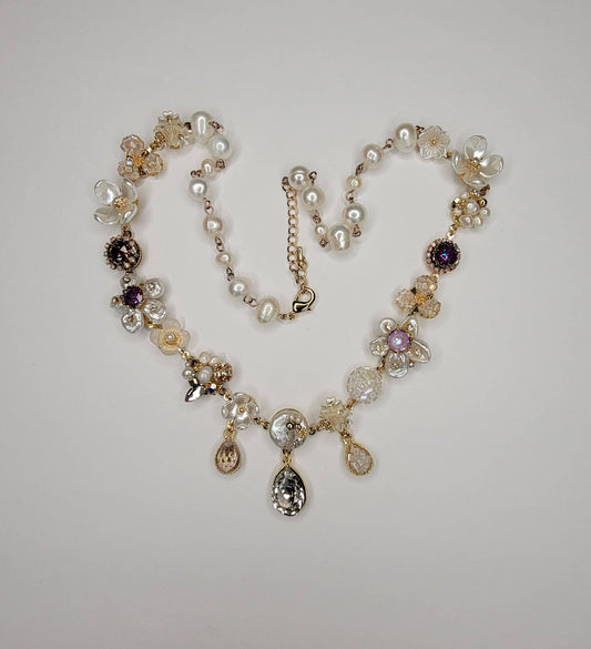 Handmade Necklace-Pearl and Crystal Beads