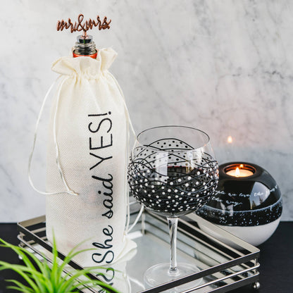 She Said Yes - 13.5" Wine Gift Bag Set