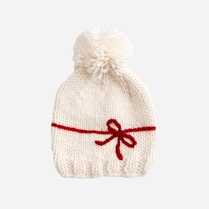 Present Hat Cream/Red | Kid Baby Holiday Christmas
