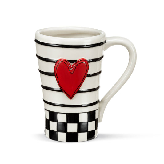 Check Red Heart Mug