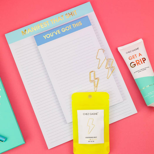 Chez Gagné - Manifest That Shit - Large Memo Lined Notepad - Aquamarine - 65 perforated pages - 10x8