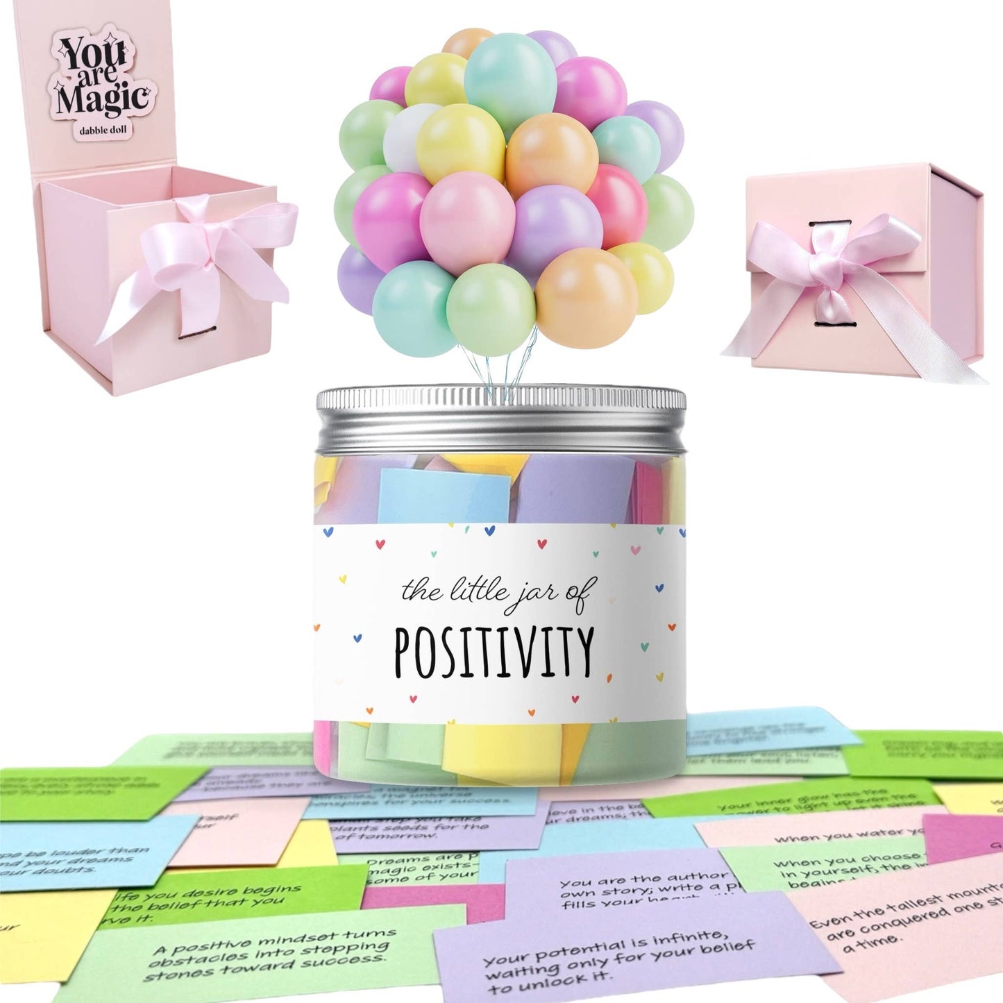 Dabble Doll - Positivity Jar, Motivation Encouragement Cards with Gift Box
