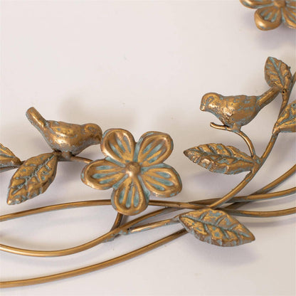 Gold Floral Wreath with Flowers & Vines