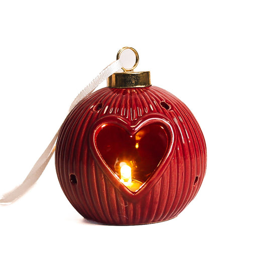 A Cheerful Giver - Heart Red Ornament with LED Light — Christmas, Holiday Ornaments