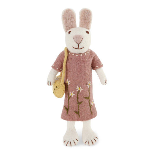 Big White Bunny w/Lavender Dress & Purse