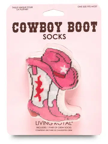Pink Cowboy Boot Socks