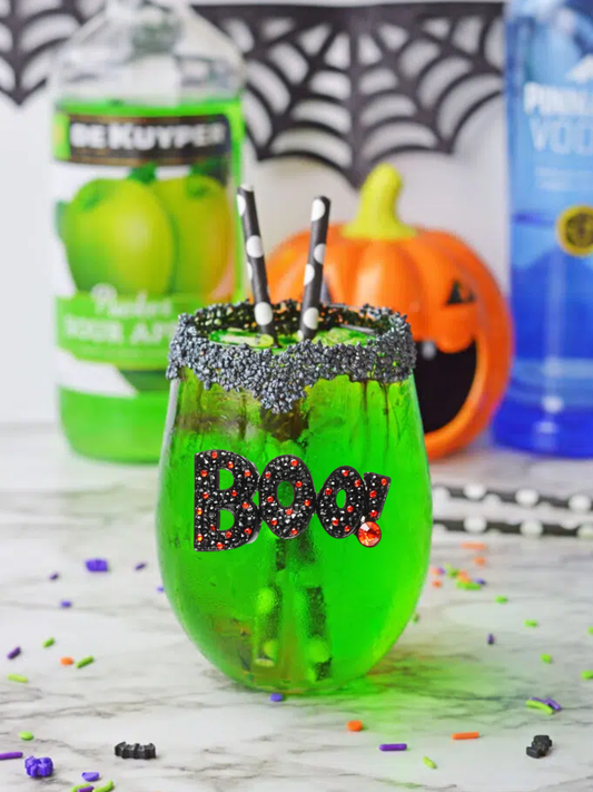 Boo Halloween Stemless Wine Glass