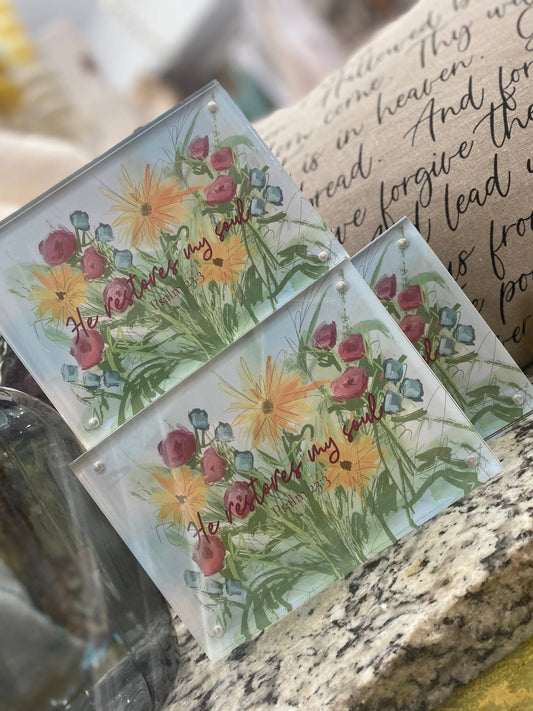 "He Restores My Soul - Psalm 23:3" In Acrylic Frame