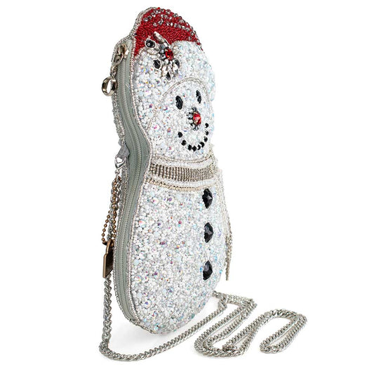 Ice Breaker Beaded Snowman Crossbody Handbag