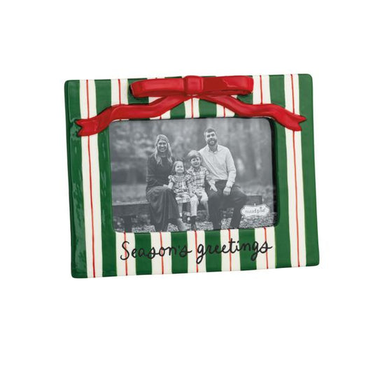 Stripe Ceramic Bow Christmas Frame
