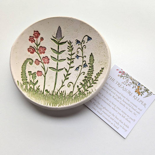 Pottery Dish Bowl - Lg Wildflower Scene