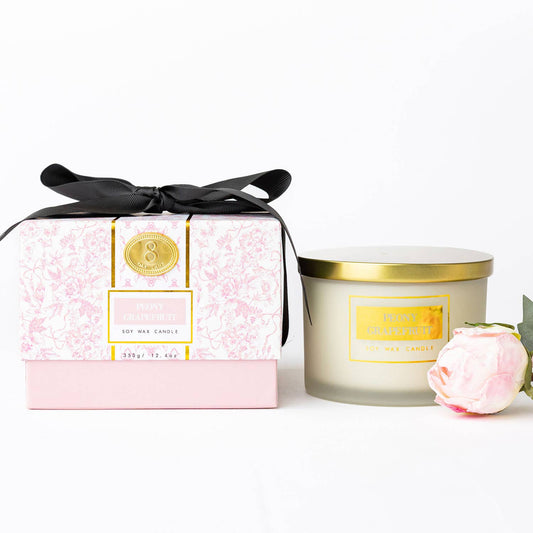 8 Oak Lane - Peony Grapefruit 3-Wick Boxed Soy Wax Candle