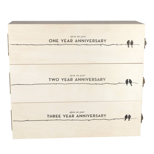 Newlyweds Anniversary Pine Wood Wine Bottle Gift Box