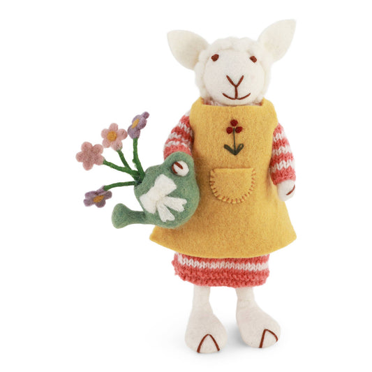 Medium White Girly Sheep w/Watering Can