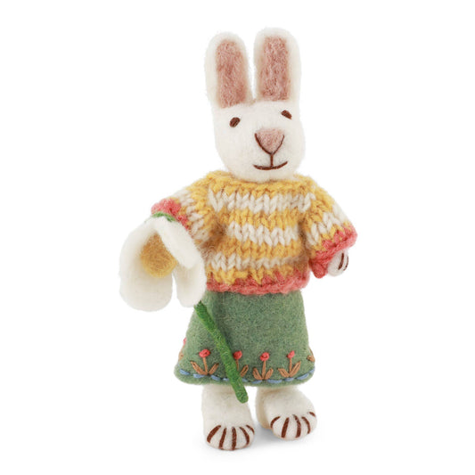 Gry and Sif - Small White Girly Bunny w/Skirt & Snowdrop