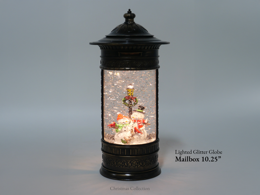 10.25” Lighted Mailbox Glitter Globe - Festive Snowman Décor